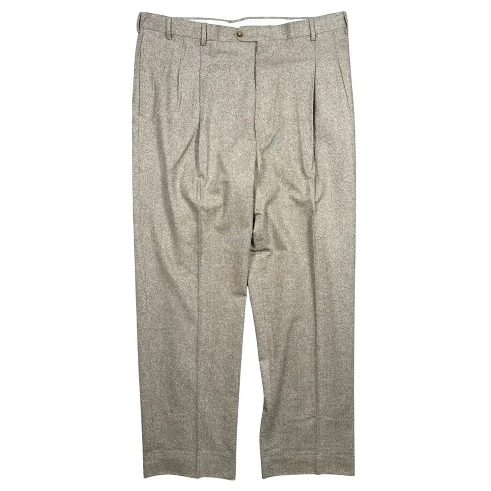 Irvine Park Mens Size 44 Wool Cashmere Blend Pleated Dress Pants Tan 42x33.5